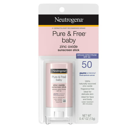 Neutrogena Pure & Free Baby Mineral Sunscreen Stick, SPF 50, 0.47 oz, 0.47 Ounce Pack of 1