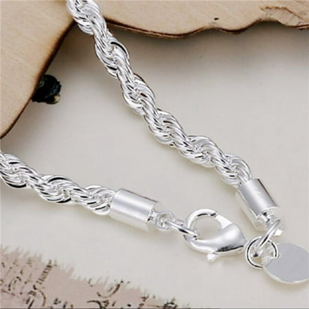 Clearance!Sterling Silver Bracelet Plated Twist-linked Bracelet Chain Cuff Bangle Lady Hand Accessories
