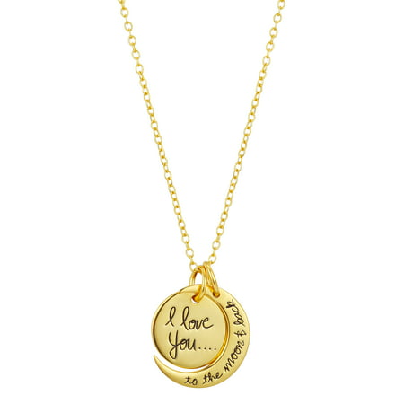 Believe by Brilliance Women's Gold Plated "I Love You to the Moon & Back" NecklaceGold,