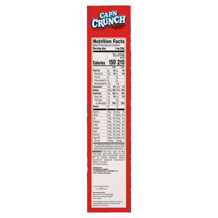 Cap'n Crunch Cereal Original Family Size Box, 22.1 oz