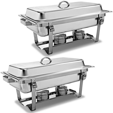 2 Packs Chafing Dish 9 Quart Stainless Steel Rectangular Chafer Full Size Buffet