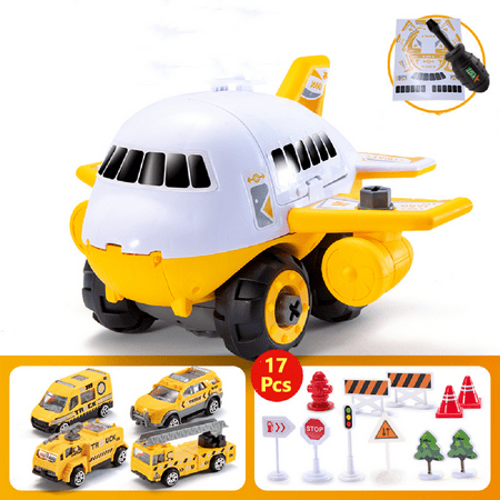 Airplane Toys for 3 4 5 6 7 Years Old, Toy Airplane for Boys Age 4-7, Transport Cargo Airplane Car Play Set for Kids, Aeroplane Toys for Boys, Toys 3+ 4+ 5+ Year, Gift for Children Toddlers