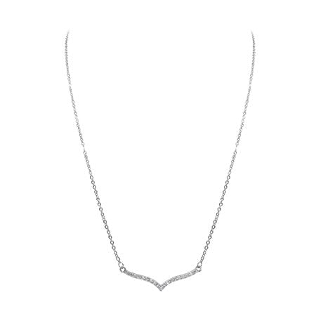 SuperJeweler 1/5 Carat Curved V Diamond Necklace, 17 Inches for Women