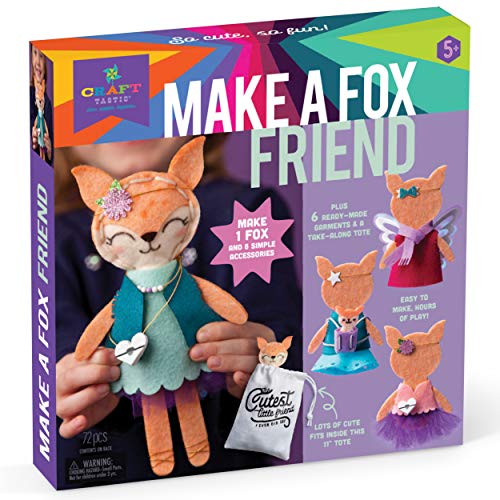 Craft-Tastic Make a Fox Friend Craft Kit - Learn to Make 1 Easy-to-Sew Stuffie with Clothes & Accessories
