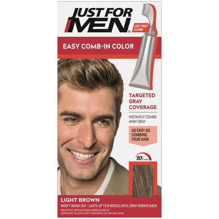 Just For Men Easy Comb-in Gray Hair Color with Applicator, Light Brown, A-25Light Brown,