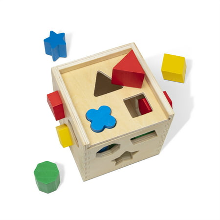 Melissa & Doug Shape Sorting Cube - Classic Wooden Toy With 12 ShapesMulticolor,