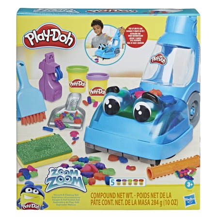 Play-Doh Zoom Zoom Toy Vacuum and Cleanup Toy, with 5 Cans, Cleaning Toys