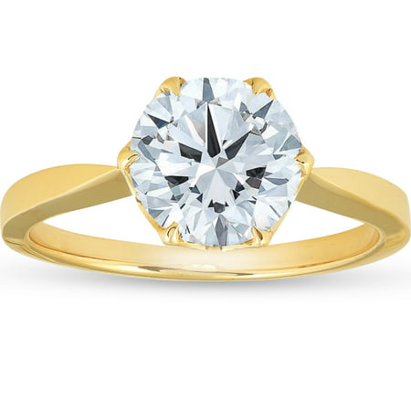 1 1/2 Ct Solitaire Diamond Micro Prong Engagement Ring 14k Yellow Gold, Yellow Gold, 8