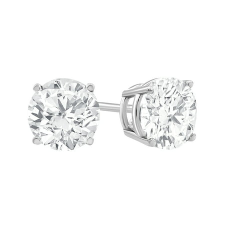 Brilliance Fine Jewelry 0.50 Carat T.W. Diamond Stud Earring in 14K White Gold, (I-J, I2-I3), White, 1 Pair