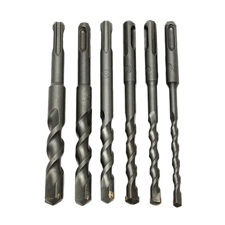 Drill Bit Tool Set Bit Shank SDS Masonary Round 6 Long Hammer Concrete Plus -16mm & Home Improvement, Silver