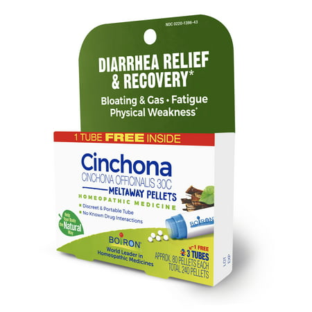 Boiron Cinchona Officinalis 30C Bonus Pack, Homeopathic Medicine for Diarrhea, Bloating, Gas, Fatigue, Physical Weakness, 240 Pellets