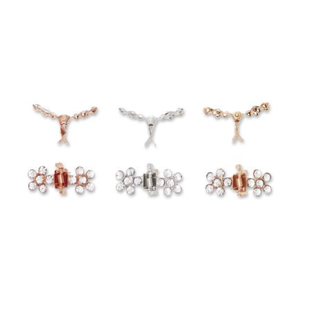 Scunci Metal Mini Rhinestone Claw Clips, Gold/Rose and Gold/Silver, 6ct