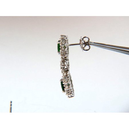 5.32CT NATURAL VIVID GREEN TSAVORITE DIAMOND EARRINGS 14KT HALO DANGLE