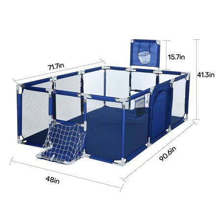 72in Extra Large Heavy Duty Baby Playpen Playard Children's Fence Play Area For Indoors OutdoorsBlue,