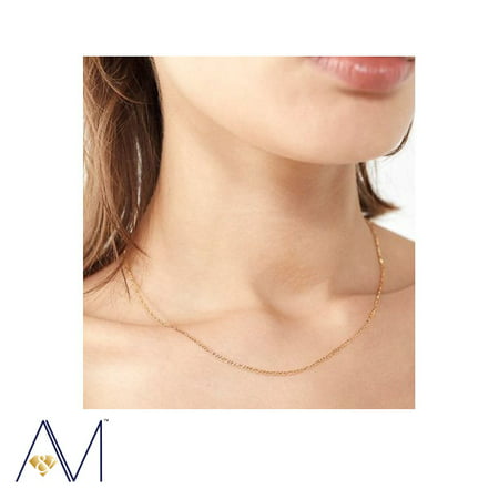 14k Yellow Gold 2mm Figaro Chain Necklace, 16? to 24?, with Lobster Clasp, for Women, Girls, Unisex, (Giftbox Included)