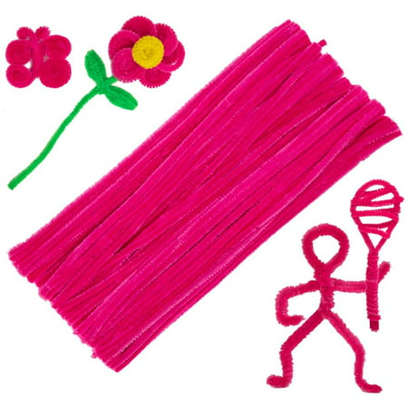 100 Pieces Pipe Cleaners Chenille Stem, Solid Color Pipe Cleaners Set for Pipe Cleaners DIY Arts Crafts Decorations, Chenille Stems Pipe Cleaners (Rose Red)Rose Red,