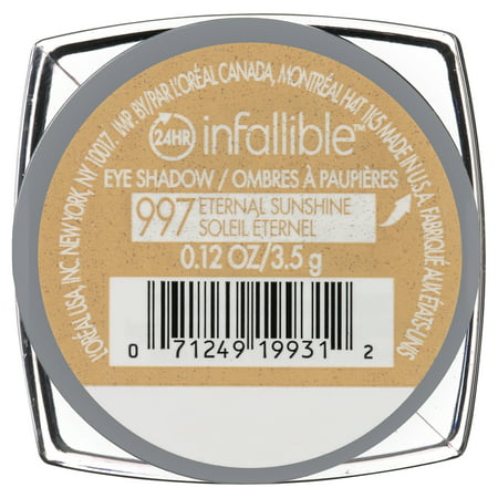 L'Oreal Paris Infallible 24 Hour Waterproof Eye Shadow, Eternal Sunshine, 0.12 oz997 Eternal Sunshine,