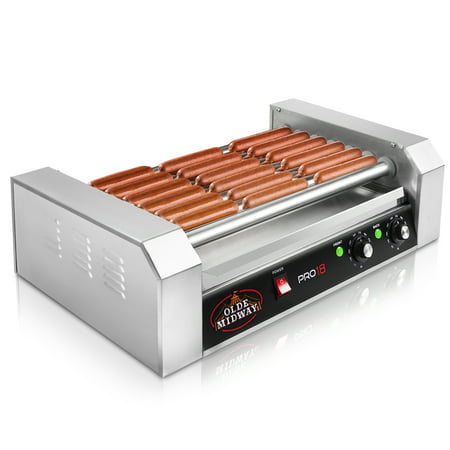 Olde Midway Electric 18 Hot Dog 7 Roller Grill Cooker Machine 900-Watt - Commercial Grade