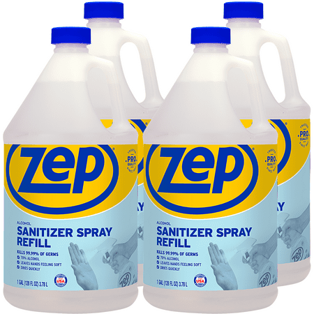 Zep Alcohol Sanitizer Spray Refill 1 Gallon (Case of 4) - Kills Germs