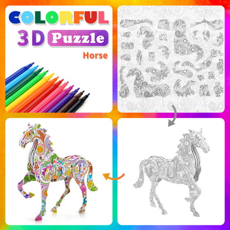 Dikence Art and Crafts for Girls Kids, Girls Toy Age 4 5 6 7 8 3D Puzzle Toys for Kids Crafts Art Kits for Kids 9-12 Year Old Girl Boys Art Supplies for Kids Gift for 6-8 Year Old Child Gift, 4PCS-Animal