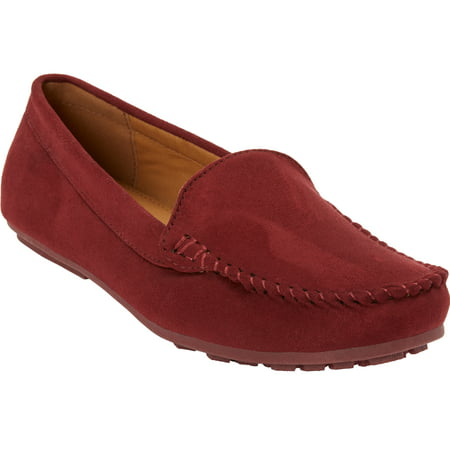 Comfortview Women's Wide Width The Milena Moccasin Sneaker, Burgundy, 10 WW