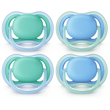 Philips Avent Ultra Air Pacifier, 6-18 Months, Blue/Green, 4 Pack, SCF244/42