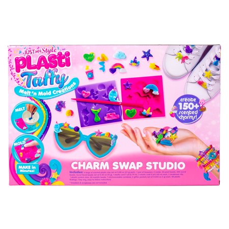 Just My Style Plasti Taffy Charm Swap Studio Craft Kit, Melt N' Mold Jewelry Creations, Create over 150 Scented Charms, 1 Pack