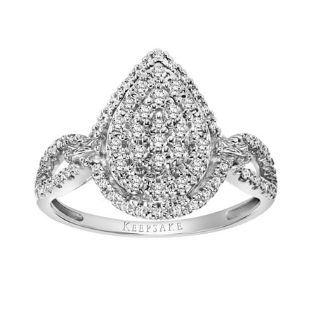 3/8ctw 10KT White Gold Pear Limited Edition Genuine Certified Diamond Ring by KeepsakeWhite,