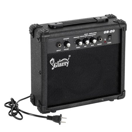 Glarry 45 inch Full Size Electric Bass Guitar Bundle with Amp for Beginner, Black, Black