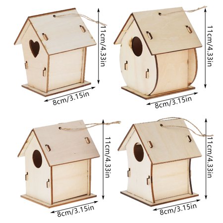 ZTOO DIY Bird House Kit ,Art Craft Wood Toys for Kids, Painting Puzzle DIY Wooden Assembly, Build and Paint Birdhouse, Kids Bulk Crafts Garden Playset Paintable Hanging Arts Set, 11*8CM