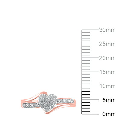 Diamond Accent (I3 clarity, J-K color) Hold My Hand Diamond Heart Promise Ring in 10K Pink Gold, Size 8