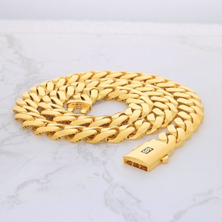 Nuragold 10k Yellow Gold 13mm Royal Monaco Miami Cuban Link Chain Bracelet, Mens Jewelry with Fancy Box Clasp 8" 8.5" 9"