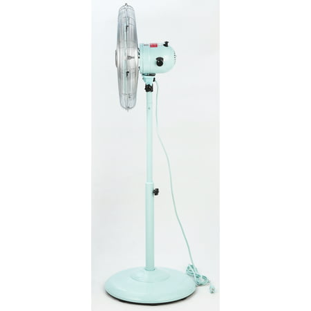 Better Homes & Gardens 16 inch Retro 3-Speed Metal Stand Fan Mint With Oscillation, Adjustable Height, Mint