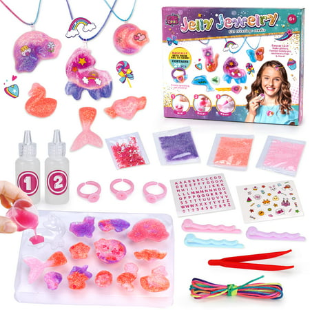 Pearoft Craft Gifts for 8-10 Year Old Girls, DIY Kids Arts Kits for 8-12 Year Old Girls Birthday Gifts Resin Silicone Jewelry Making Kit Sets for Kids Girls Age 7-12 Unicorn Arts Toys for Girls