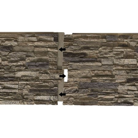 48"W x 24"H x 1 1/4"D Cascade Stacked Stone, StoneWall Faux Stone Siding Panel, Canyon Brown, Canyon Brown, Canyon Brown