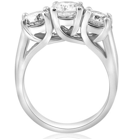 3ct Three Stone Diamond Engagement Ring 14K White Gold, White Gold, 4.5