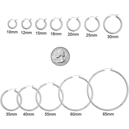 Savlano 925 Sterling silver Round Hoop Earrings for Women, Girls & Men Comes in 10MM-25MM, 10 mm