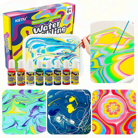 Marbling Paint Art Kit for Kids, Arts and Crafts for Girls & Boys Ages 6-12, Craft Kits Art Set, Paint Gift Ideas for Kids Activities, Marble Painting Kits