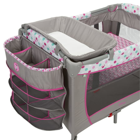 Disney Baby PY373EGF Sweet Wonder Play Yard with Bassinet, Storage, Minnie Dot, Minnie Dot Fun, One Size