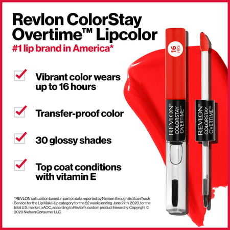 Revlon ColorStay Overtime Moisturizing Shine Lipstick with Vitamin E, Relentless RaisinRelentless Raisin,