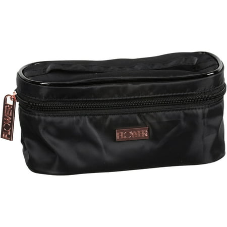 Flower Train Case Cosmetic Bag, Black