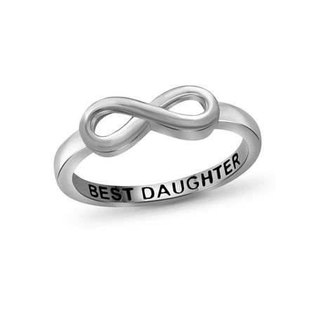 JewelersClub 0.925 Sterling Silver Infinity Friendship Ring for Women | Personalized Best Daughter Eternity Knot Symbol Band, Silver, 7