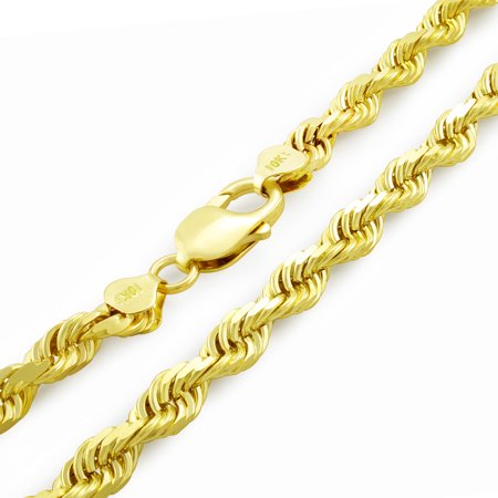 Nuragold 10k Yellow Gold 6mm Rope Chain Diamond Cut Bracelet, Mens Jewelry Lobster Clasp 8" 8.5" 9"