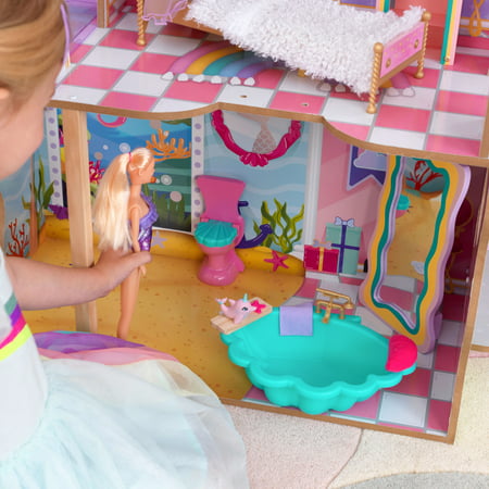 KidKraft Rainbow Dreamers Seashell Bathroom Dollhouse Furniture with 8 Pieces