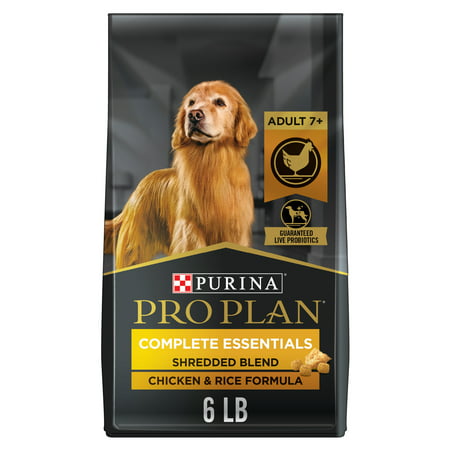 Purina Pro Plan Senior Dog Food With Probiotics for Dogs, Shredded Blend Chicken & Rice Formula, 6 lb. Bag, 6 lbs