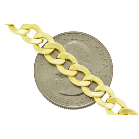 Nuragold 14k Yellow Gold 6.5mm Cuban Curb Link Chain Necklace, Mens Jewelry with Lobster Clasp 20" - 30"