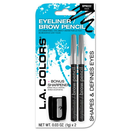 Set of two eyeliner/brow pencils and sharpener (Available in a pack of 24)Black,