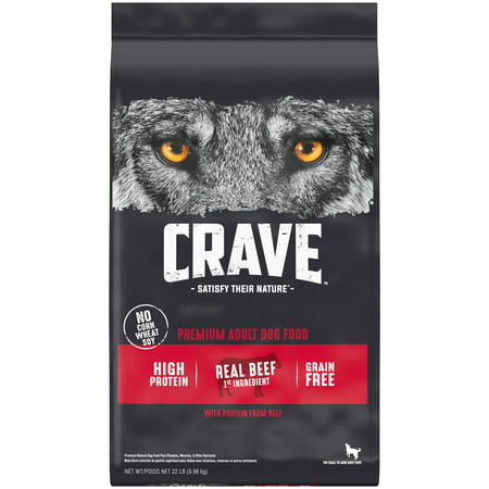 CRAVE Grain Free Adult Dry Dog Food with Protein from Beef, 22 lb. Bag