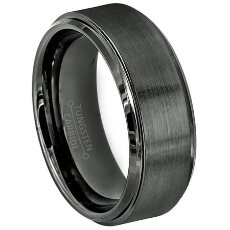 Mens Gunmetal Tungsten Wedding Band, 8mm Comfort Fit Tungsten Carbide Ring JATN616Ns7