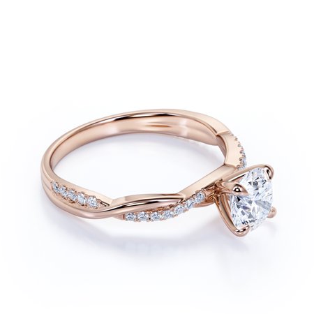 1 Carat infinity Round cut Moissanite Engagement Ring in 18k Rose Gold Over Silver, 7